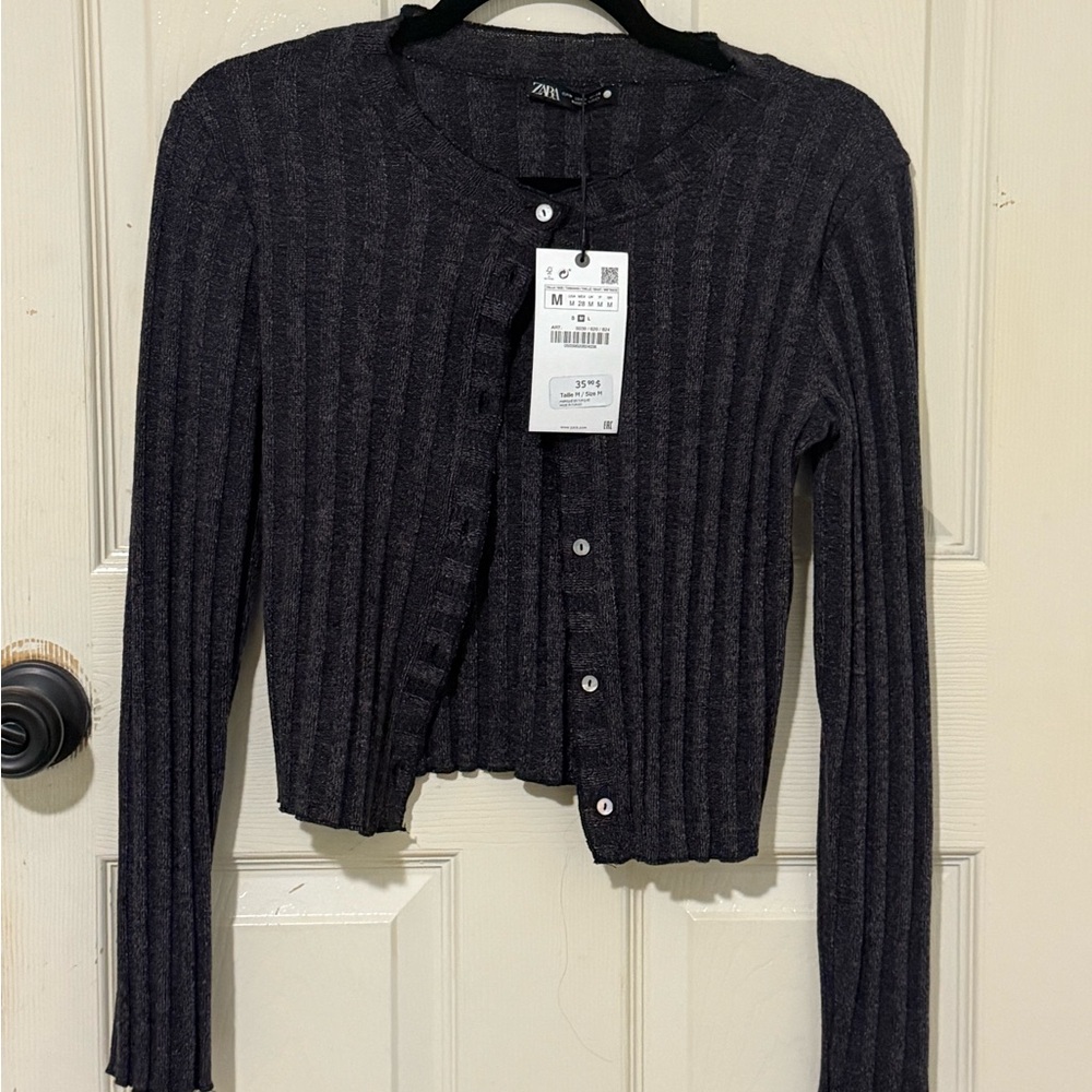 Zara Ribbed Cropped Cardigan | NWT | Size M